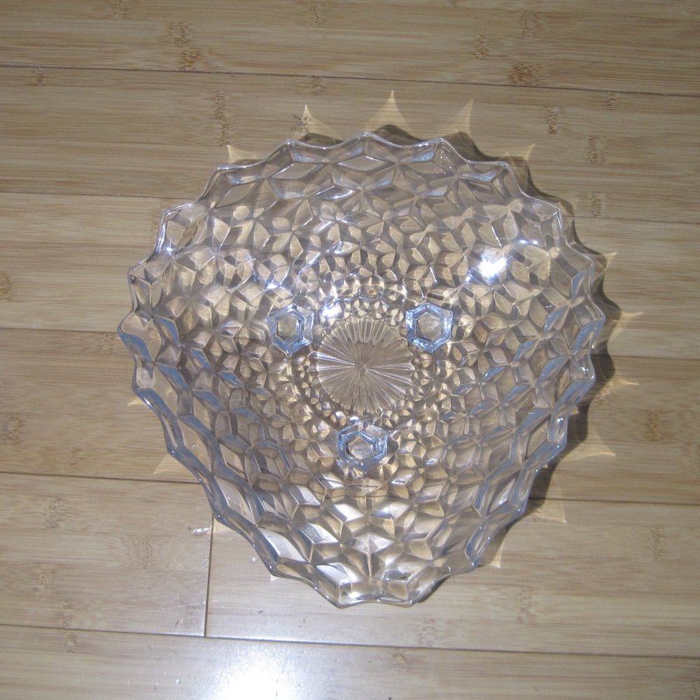 Vintage American Fostoria Folded Triangular  3 Footed Bowl Large Serving Bowl